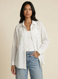 Chemise Gaze de Coton à Strass — Blanc