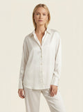 Chemise Satinée Manches Longues — Blanc