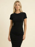 Top Manches Courtes Ourlet Dentelle — Noir