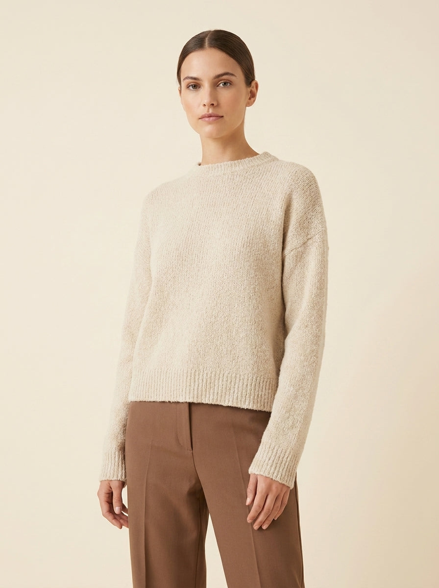 Pull Maille Duveteuse Oversize — Crème