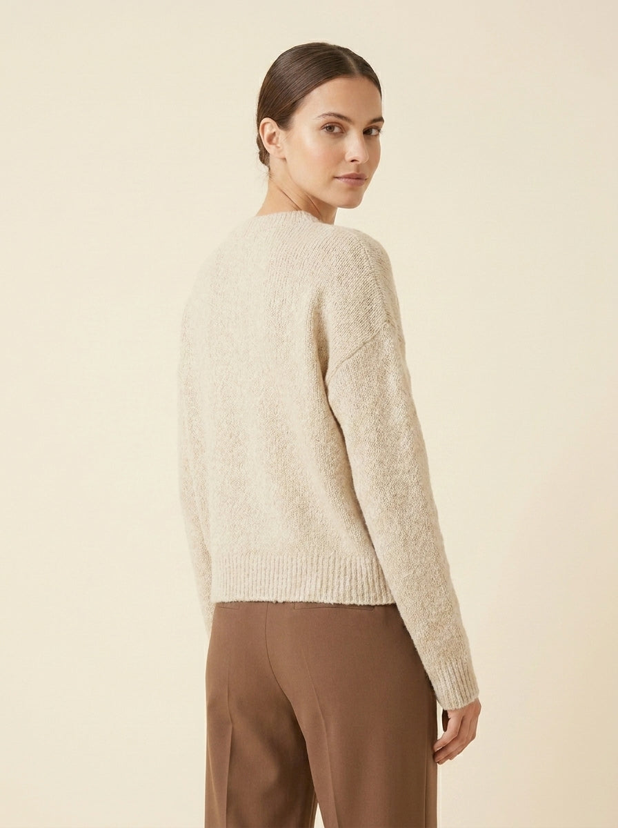 Pull Maille Duveteuse Oversize — Crème