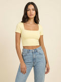 Crop Top Encolure Carrée — Jaune