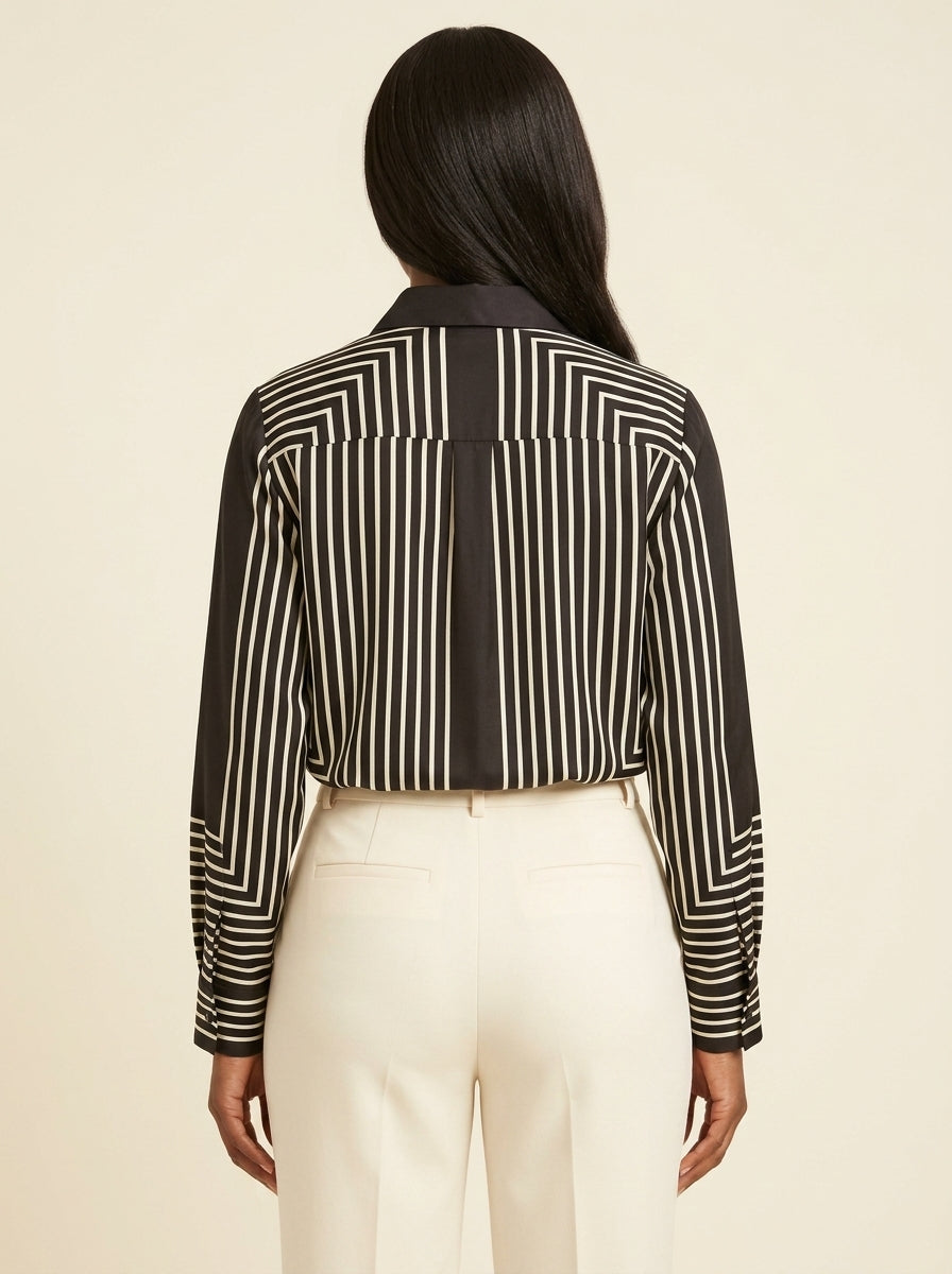 Chemise Rayures Chevron — Noir & Blanc