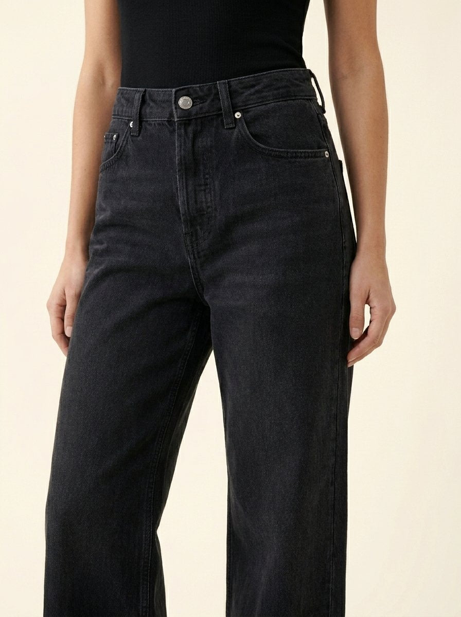 Jean Wide Leg Taille Haute — Noir