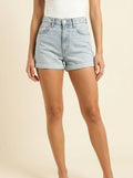 Short en Jean à Revers — Bleu Clair