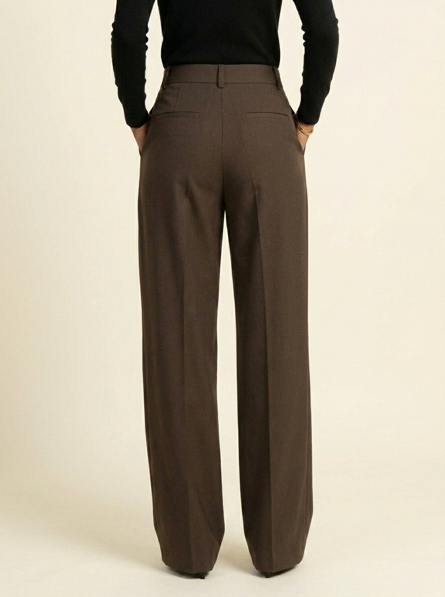 Pantalon Large Plissé — Marron