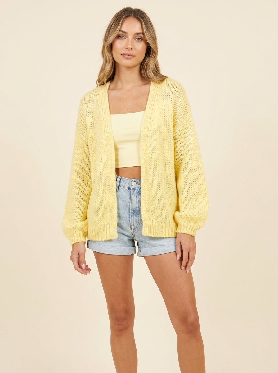 Cardigan Grosse Maille Oversize — Jaune