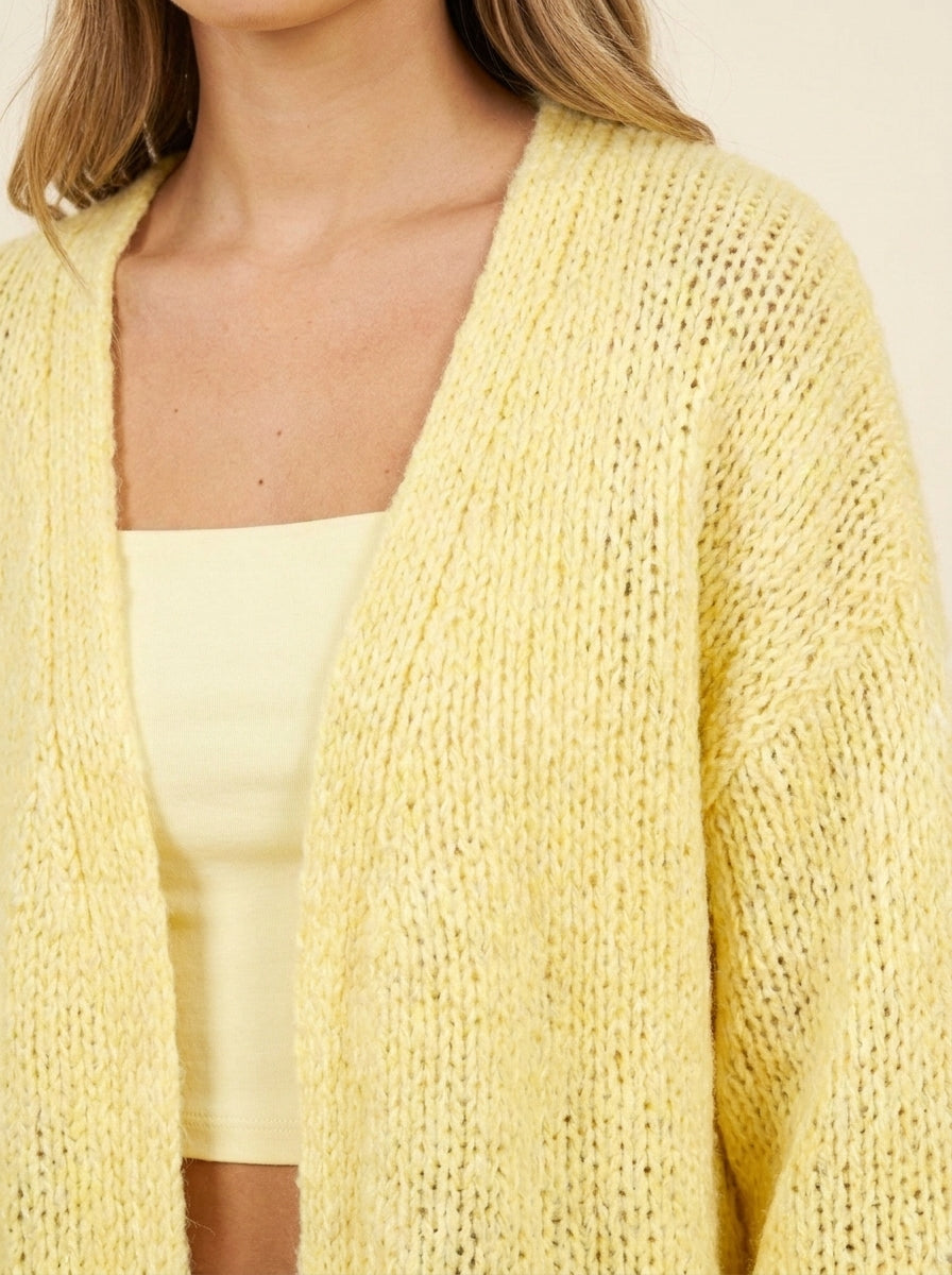 Cardigan Grosse Maille Oversize — Jaune