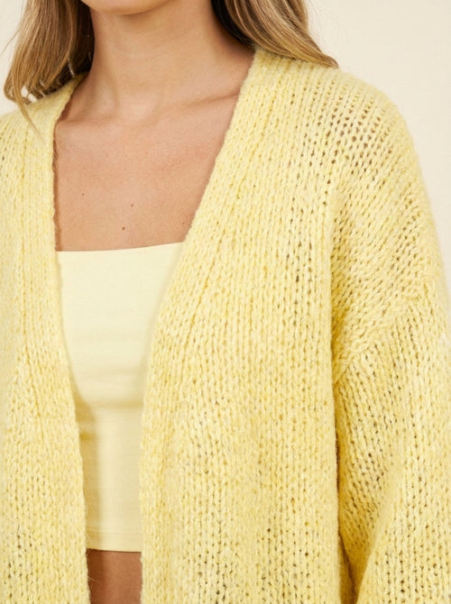 Cardigan Grosse Maille Oversize — Jaune