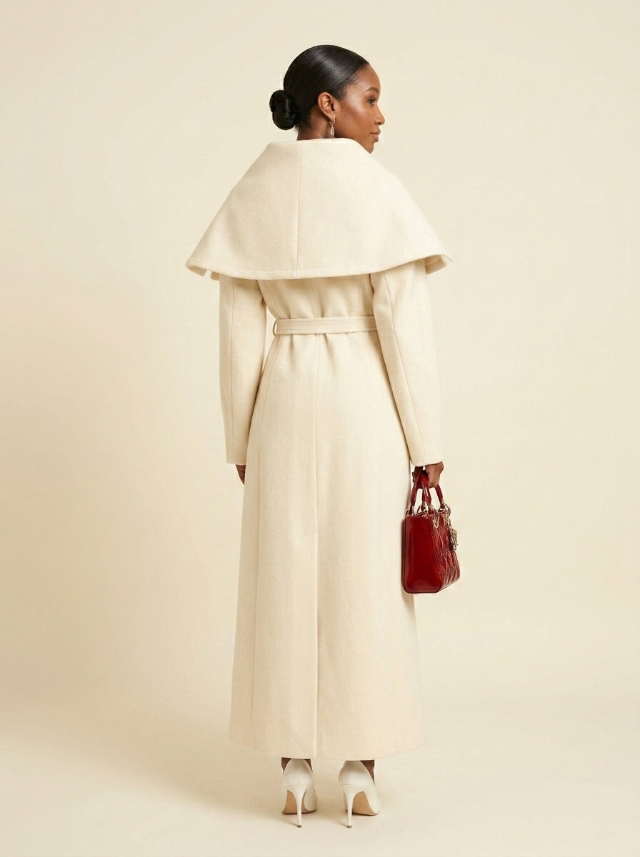 Manteau Col Portefeuille — Crème