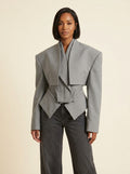 Blazer Déconstruit Drapé — Gris