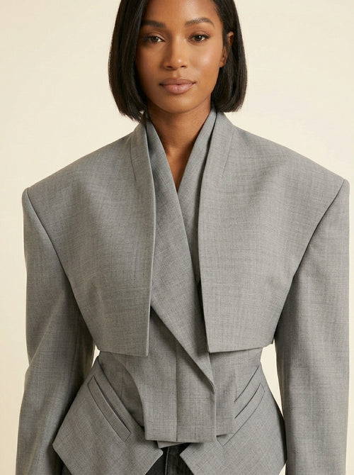 Blazer Déconstruit Drapé — Gris