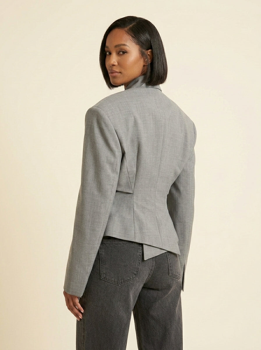 Blazer Déconstruit Drapé — Gris