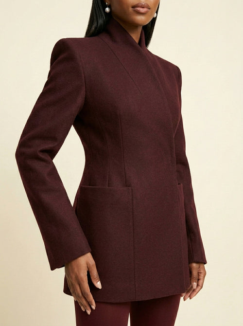 Blazer Long Épaules Structurées — Bordeaux