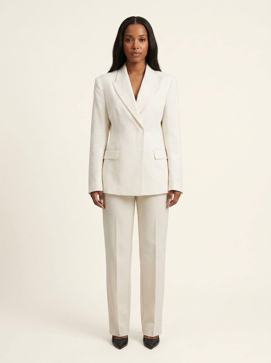 Blazer Structuré Col Cranté — Crème
