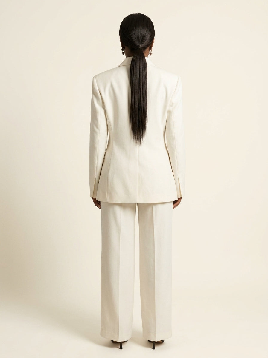 Blazer Structuré Col Cranté — Crème