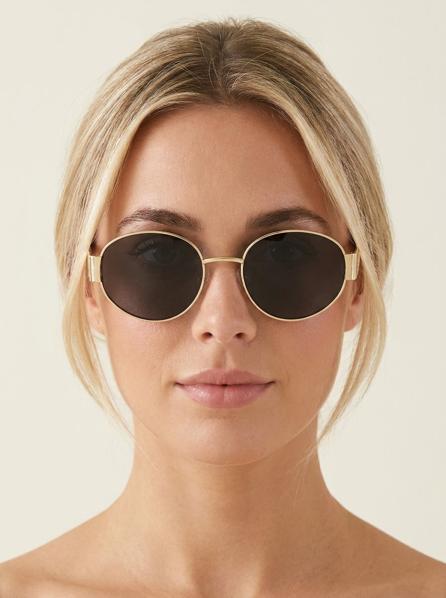 Lunettes de Soleil Rondes Rétro — Monture Dorée