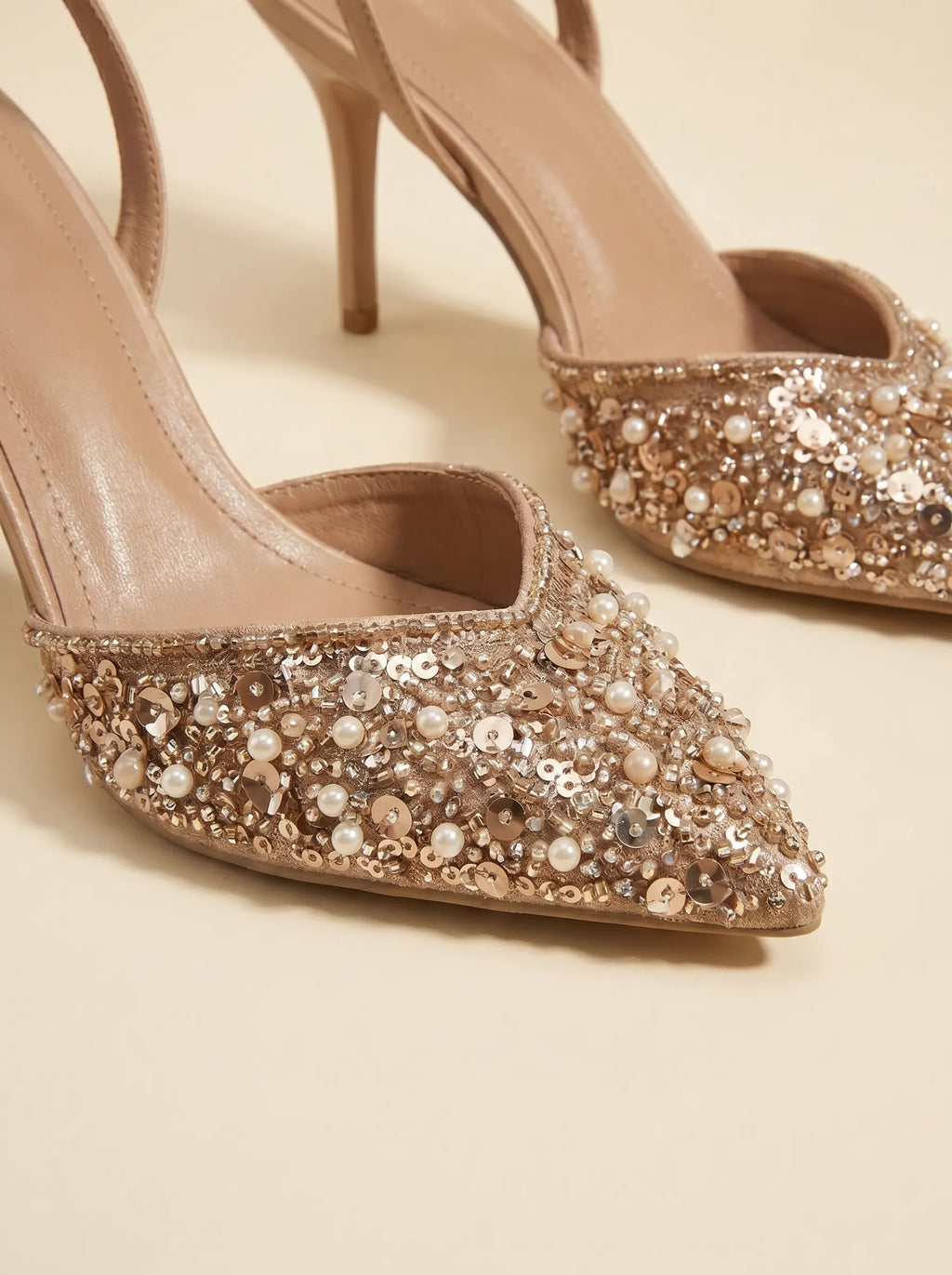 Escarpins Slingback à Sequins — Noir / Champagne