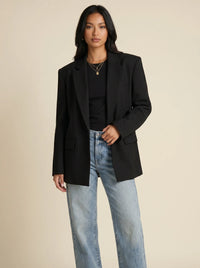 Blazer Structuré Épaules Marquées — Noir / Blanc