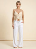 Pantalon Fluide Taille Élastique — Blanc