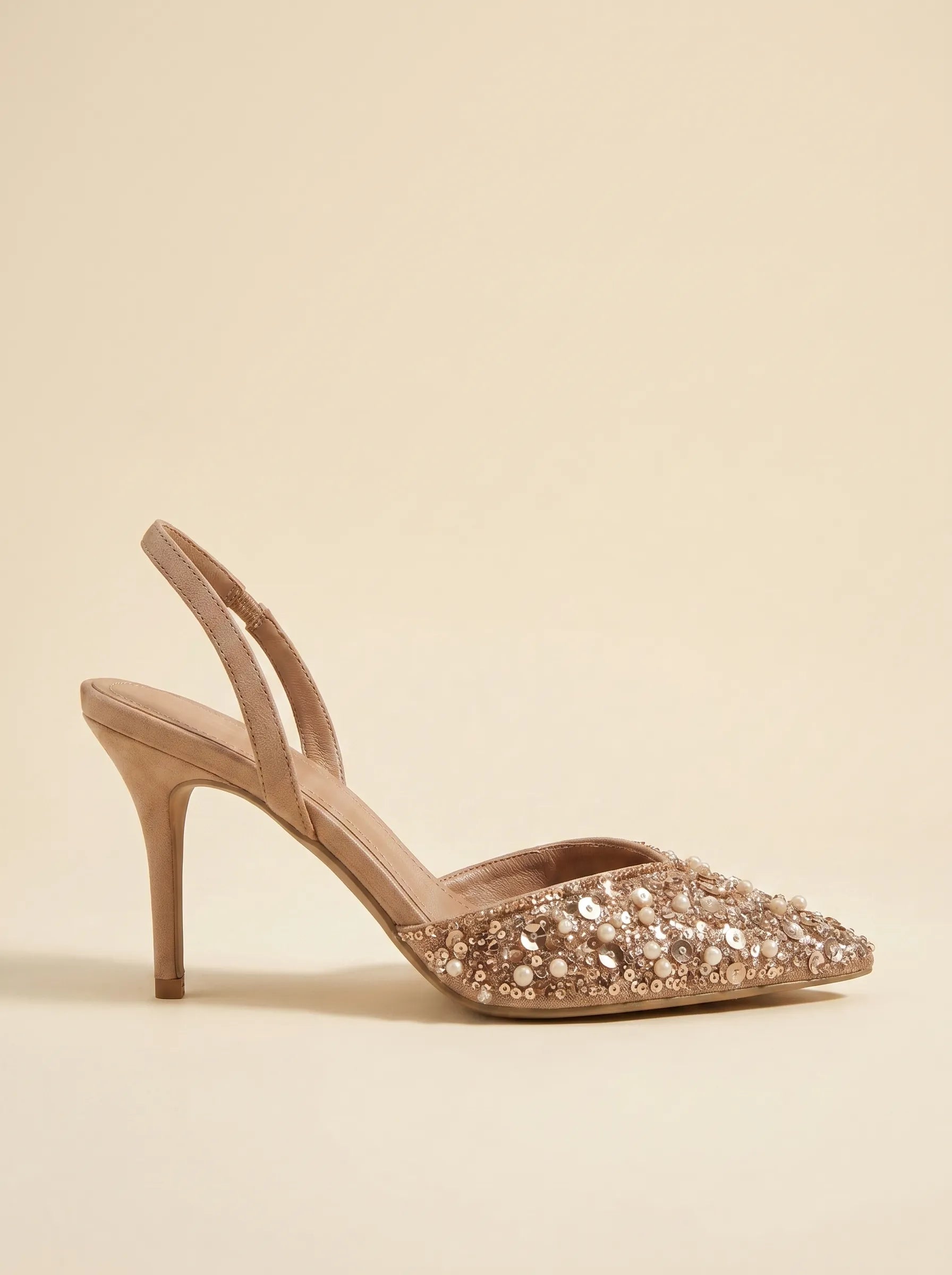 Escarpins Slingback à Sequins — Noir / Champagne