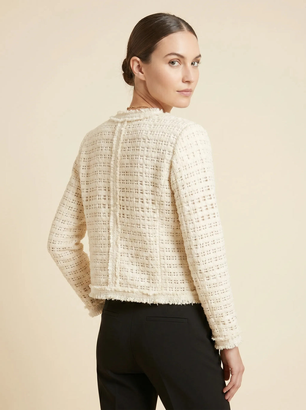 Cardigan Tweed Bouclé — Crème