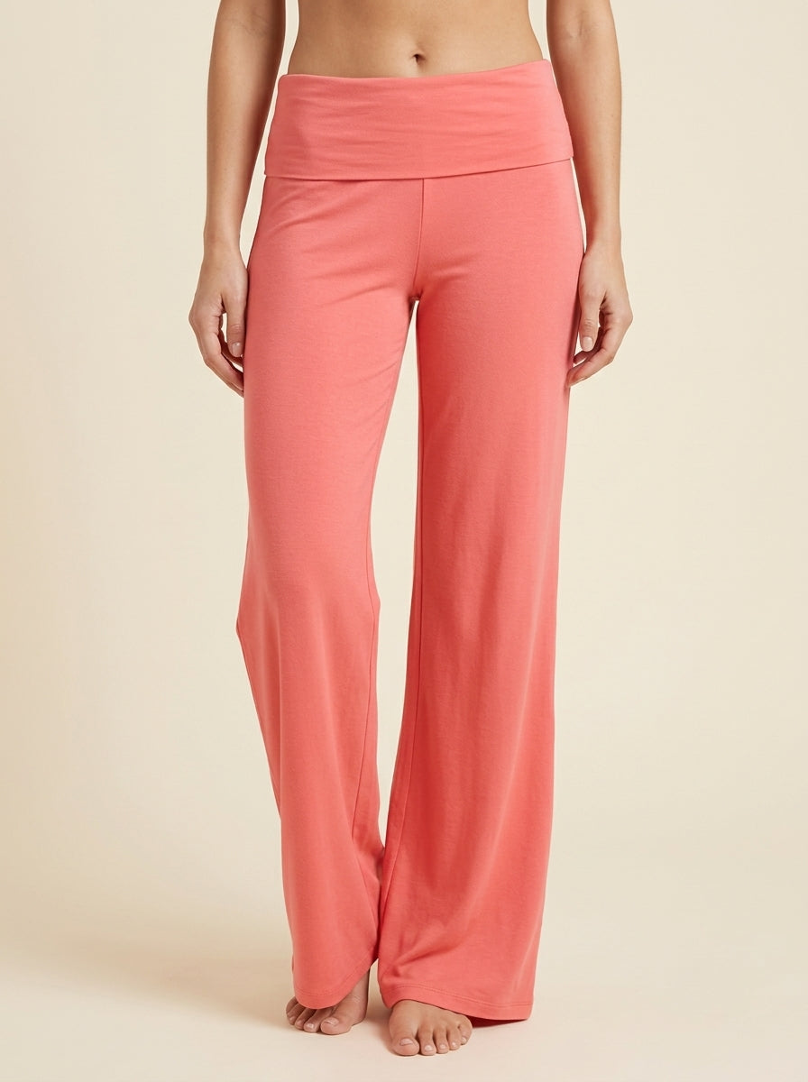 Pantalon Fluide Taille Basse à Revers — Jambe Large