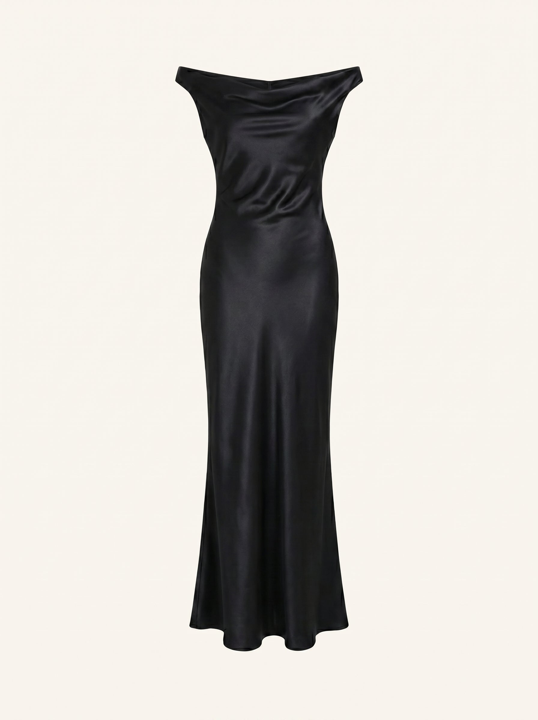 Robe Fendue en Satin Dos Nu avec Col Suspendu et Tempérament